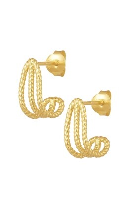 Oorbellen Triple Twist - Sterling zilver Oorbellen - Platina Goud