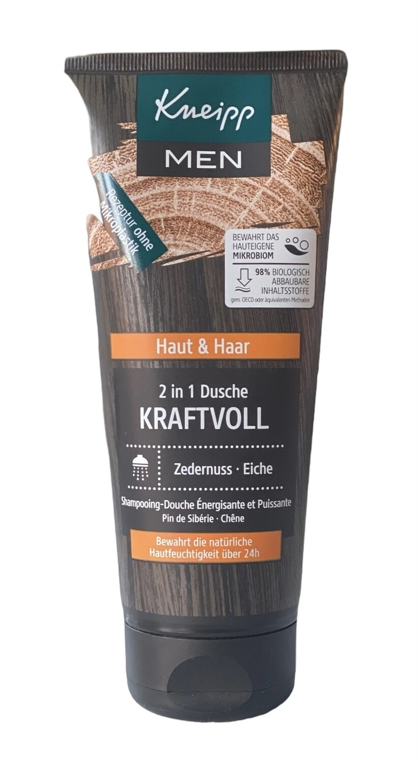 Kneipp Douche Gel 2 in 1 Voor Mannen - Body Wash For Men - Kneipp natuurlijke douche crème Paradise verleiding,- Kraftvoll - Verzorgende douchegel voor mannen- 200 ml