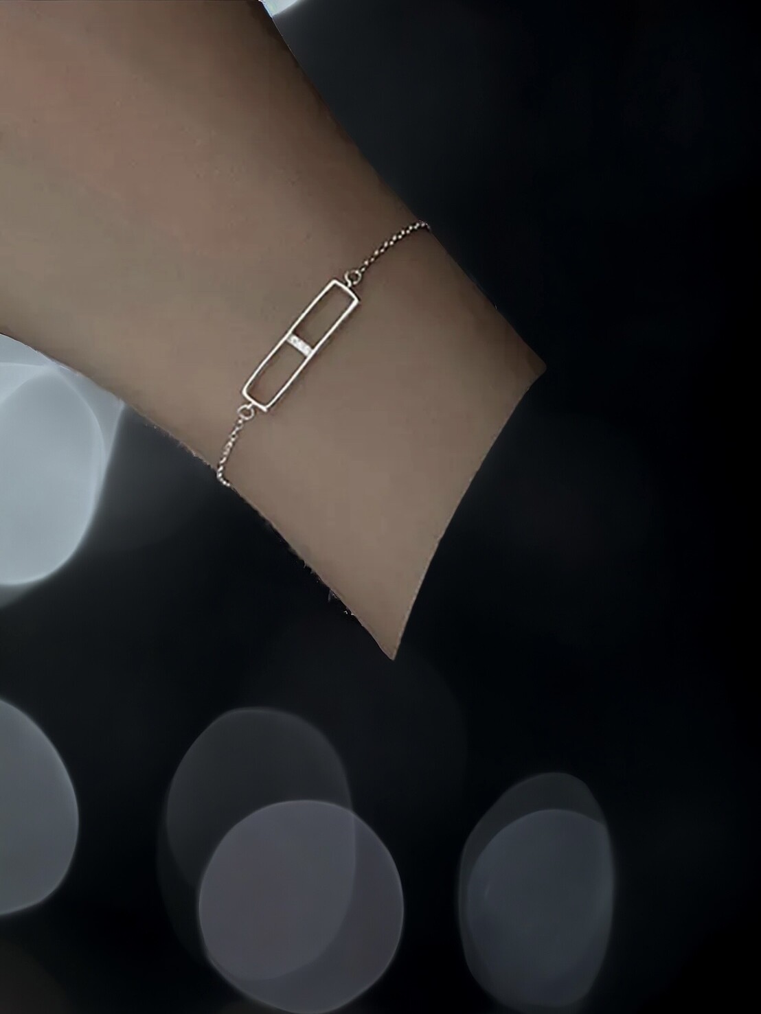 Armband Met Sierrechthoek - Herbal Infinity Jewellery- Elegante Fijne Armband - Sterling zilver - cadeau tip - cadeau voor haar - Platina goud