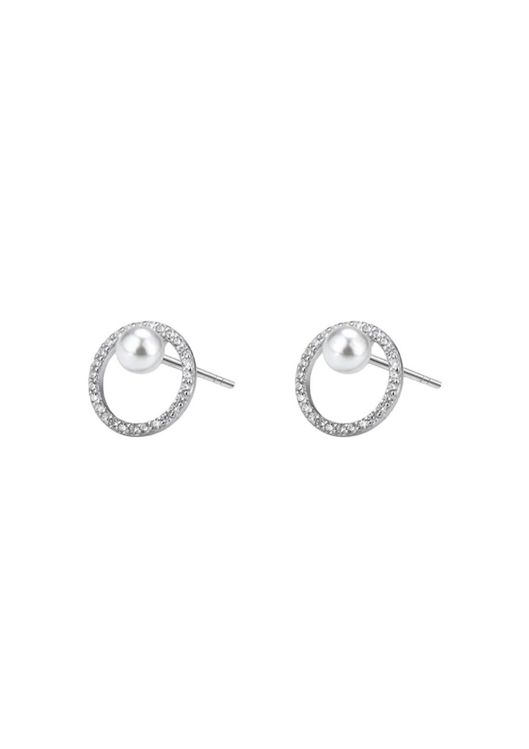 Diamond Studs -knopjes  Oorbellen - Artificial Diamond  Studs -Oorbellen Met Parel - Sterling Zilver - kleine Oorbel stekers