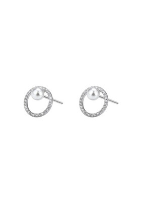 Diamond Studs -knopjes  Oorbellen - Artificial Diamond  Studs -Oorbellen Met Parel - Sterling Zilver - kleine Oorbel stekers