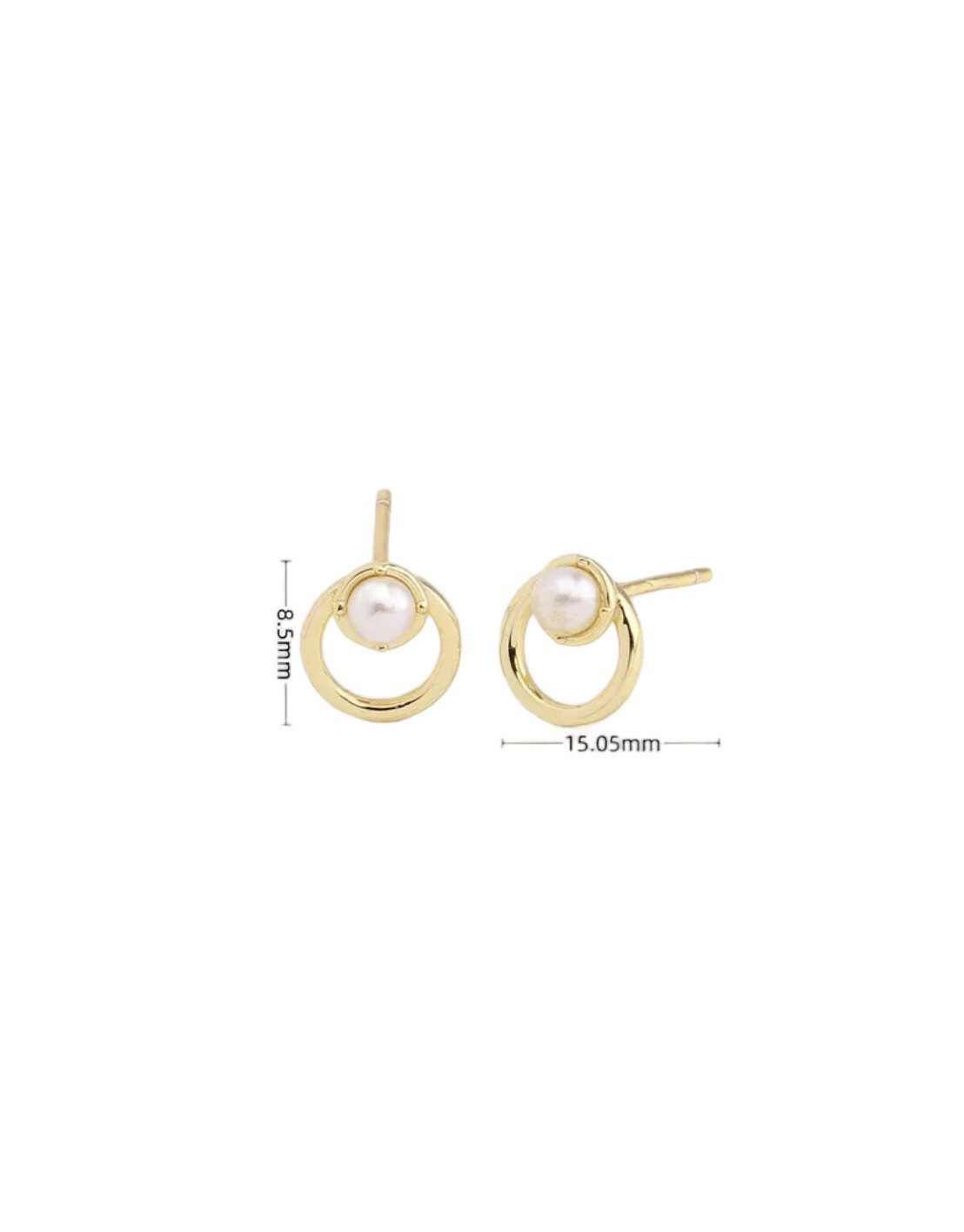 Stud Oorbellen Met Parel - Elegante Geometric Studs Oorbellen Sterling Zilver Goudkleurig