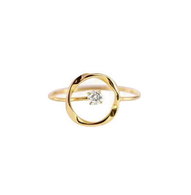 Geometrisch Patroon Ring - Open Ring Met Steentje - Sterling Zilver Ring Platina Goud - Ring Voor Vrouwen