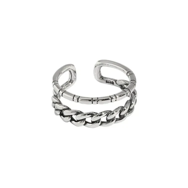 ketting ring - One Size Ring - Zilveren Ring - Open Ring - Verstelbare Ring