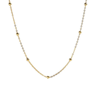 Fijne Zilveren Ketting - platina goud ketting met bolletjes