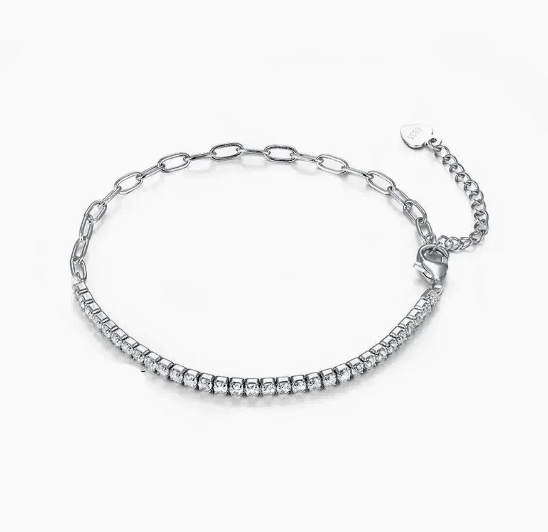 Ketting En Steentjes Armband - Herbal Infinity Jewellery - Sterling zilver Armband - Platina Wit goud Armband - Armband Voor Vrouwen - Zilveren Armband Platina Goud