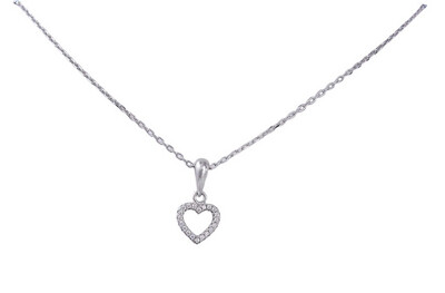 Ketting Met Hart Bedel - Elegant Sweet Heart Ketting - Ketting Met Hanger - Zilveren Ketting - Ketting Met Inlay Zircon - Platina Wit Goud Plated Rhodium - Gold Plated