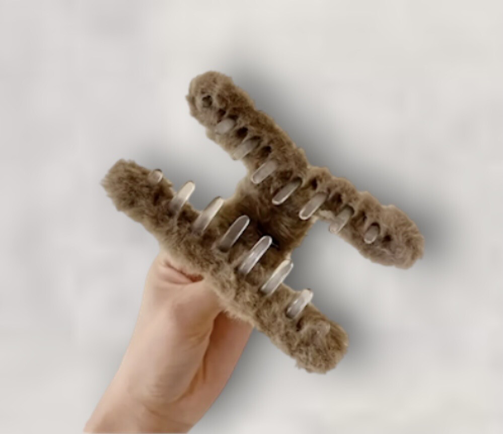 Pluche Haarklip Bruin - Grote Haar Clip - Haar Accessories