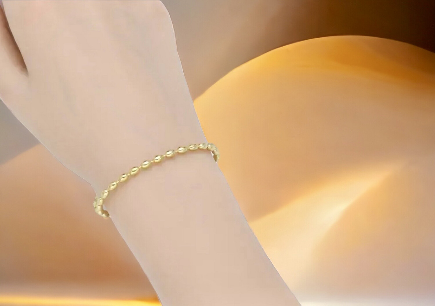 Ovalen Boontjes armband - Sterling Zilver gold plated Armband - Armband Voor Vrouwen