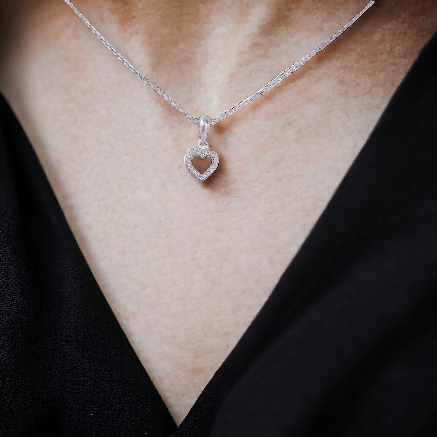 Ketting Met Hart Bedel - Elegant Sweet Heart Ketting - Ketting Met Hanger - Zilveren Ketting - Ketting Met Inlay Zircon - Platina Wit Goud Plated Rhodium - Gold Plated