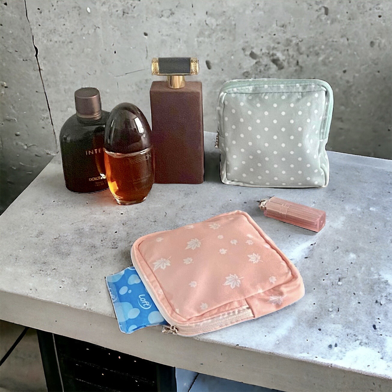 Vierkant Opbergtasje - Draagbaar -  zachte kleuren   - praktisch opberg tasje - zakje met motief