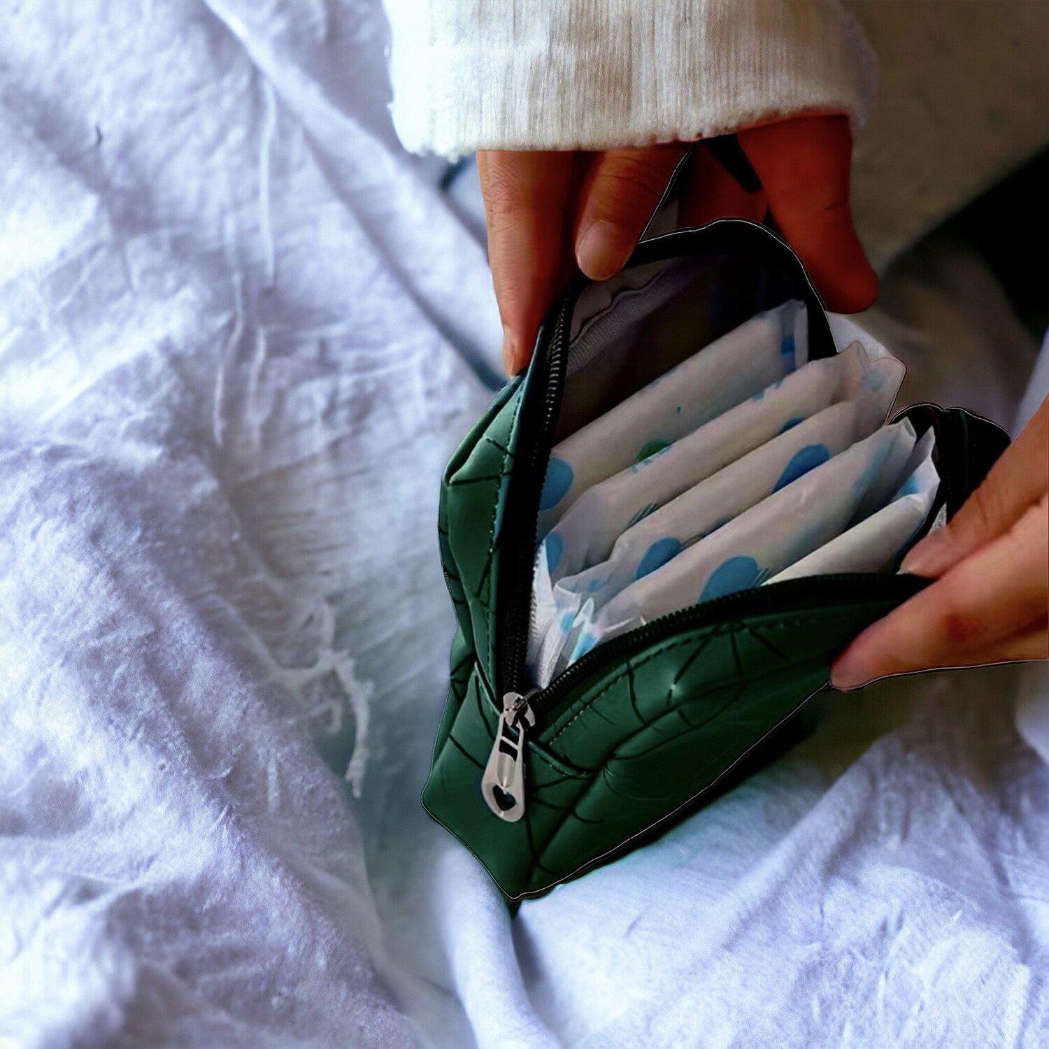 Vierkant Opbergtasje - Opberg zakje - geometrisch patroon - draagbaar in handtas