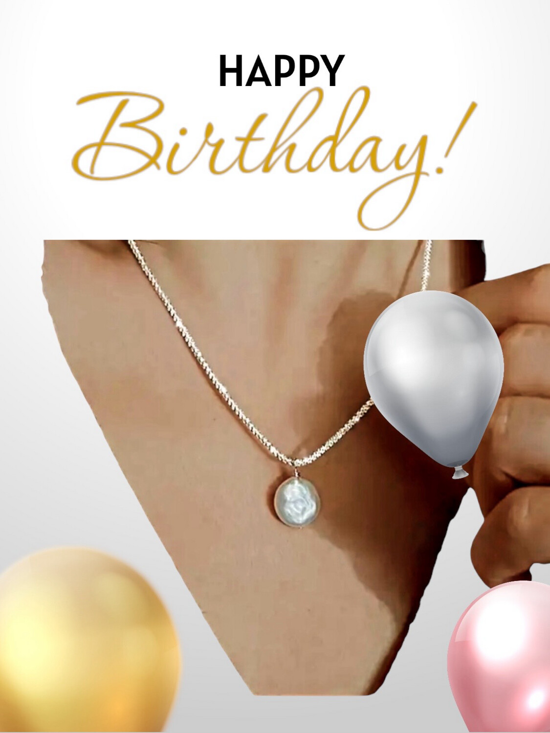 Glitter Ketting - Ketting Met Parel Hanger - Zilveren Ketting - Ketting Met Hanger - Ketting Voor Dames