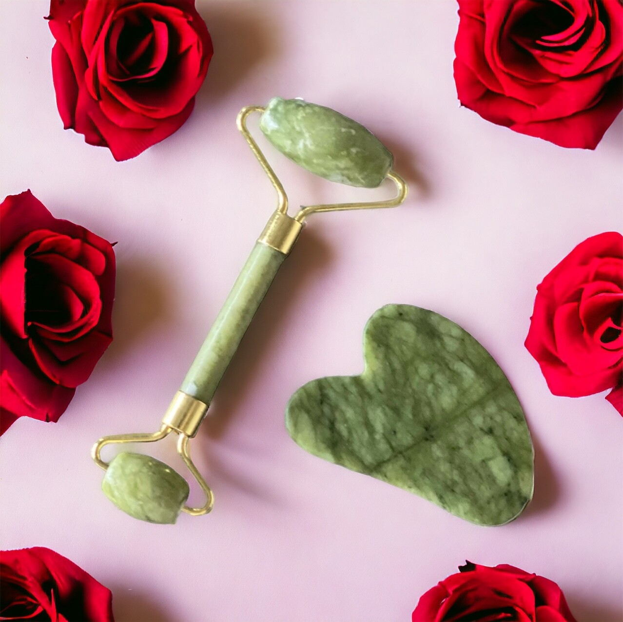 Cadeau Set - Jade Massage Roller - Gua Sha - Massage Steen - Cadeau tip - Cadeau voor haar - Derma roller - anti aging - Gezicht massage tool