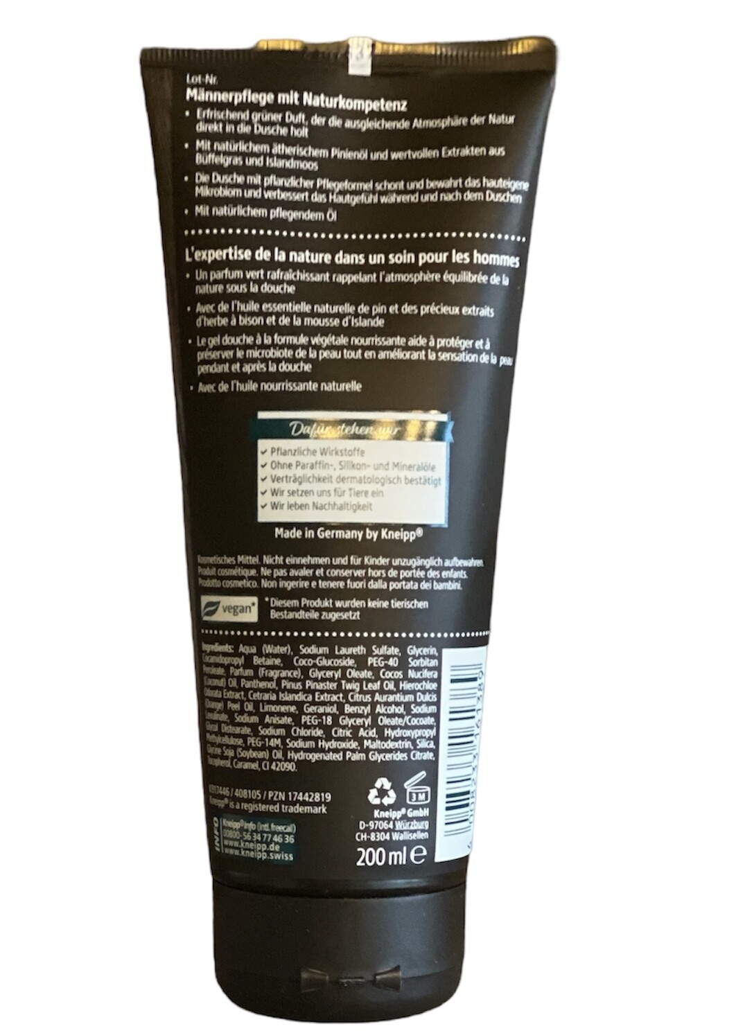 Kneipp Douchegel 2 In 1 Voor Mannen - Body Wash For Men - Kneipp douchegel Nature Feeling - Verzorgende douche gel voor mannen - Lekker geurende Douchegel 2 in 1 voor mannen, nature feeling