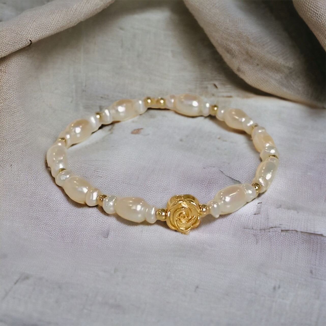 Armband Met Bloem Bedel - Parel Armband - Bloem Bedel - armband Voor Vrouwen - Elastische Armband Voor Meisjes - parel armband