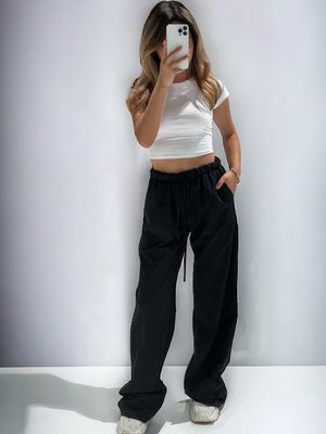 Losse Broek - Mia Broek - Zwarte Broek - Broek Met Elastische Tailleband - broek voor vrouwen