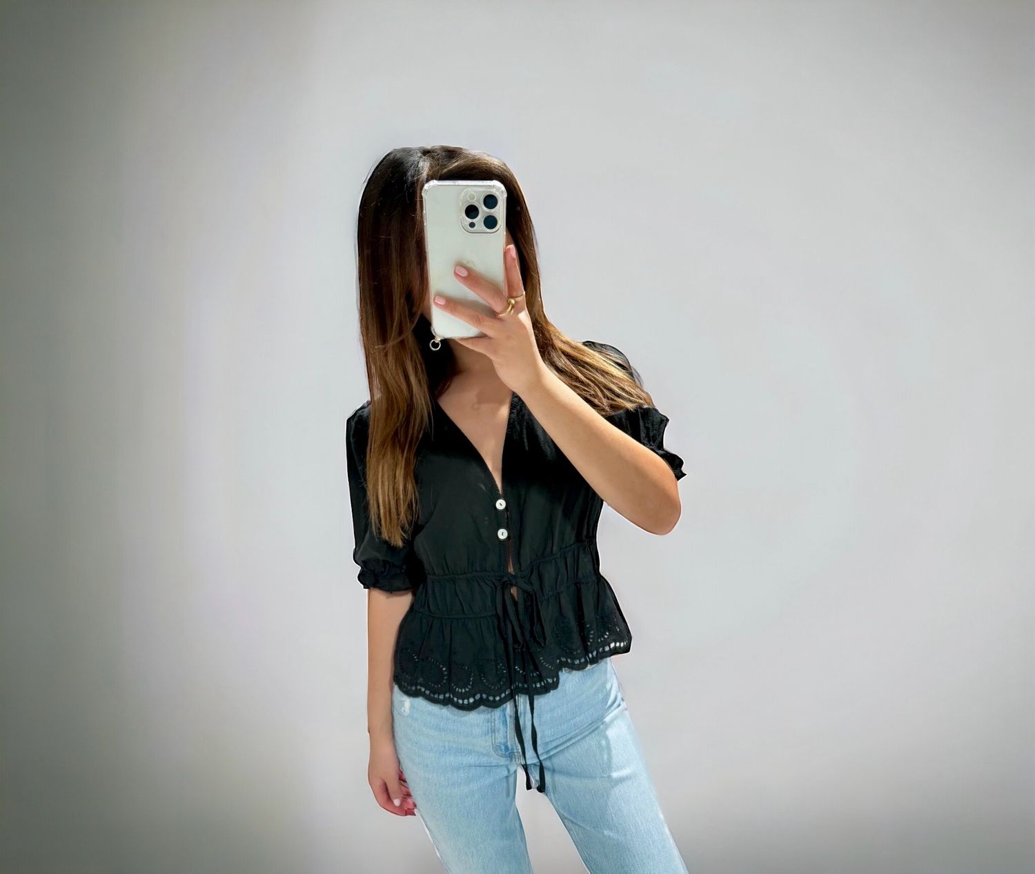 Romantische Top Zwart - Zwarte top voor dames - Beach Top Zwart - Zomer Top - Zwarte Blouse - Blouse