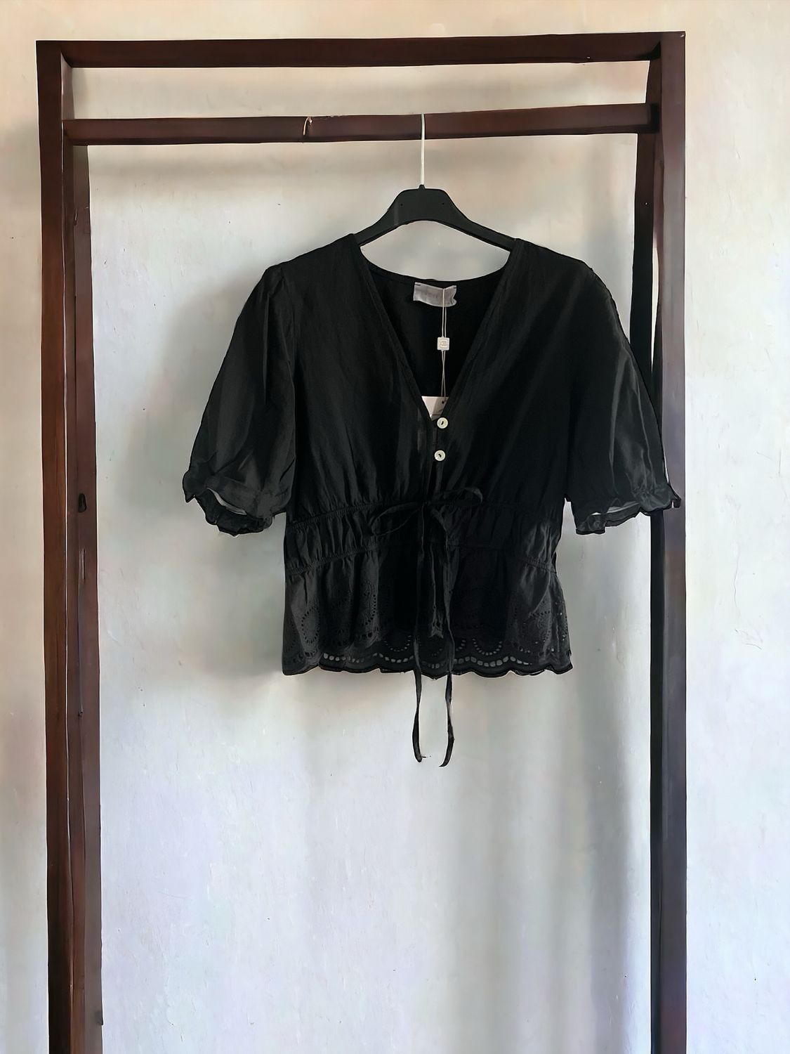 Romantische Top Zwart - Zwarte top voor dames - Beach Top Zwart - Zomer Top - Zwarte Blouse - Blouse