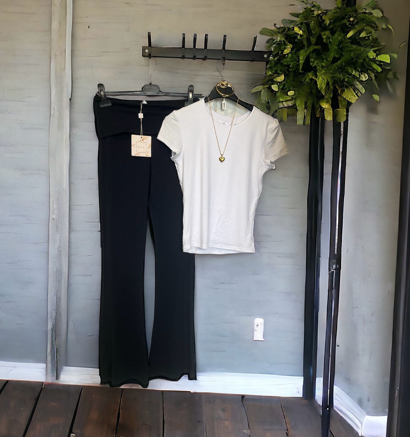 Stretch Broek- Flared Broek - Broek Navy Bleu - broek met brede plooiband - 100%katoen.