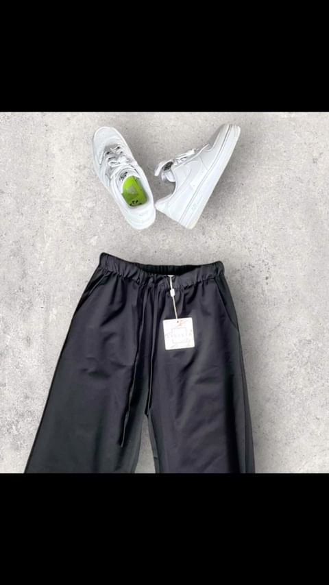 Losse Broek - Mia Broek - Zwarte Broek - Broek Met Elastische Tailleband - broek voor vrouwen