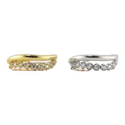 Ring Met Steentjes - Sterling Zilver Ring - Zilveren Ring Voor Dames - Ring Plains Goud - Open Ring - Verstelbare Ring