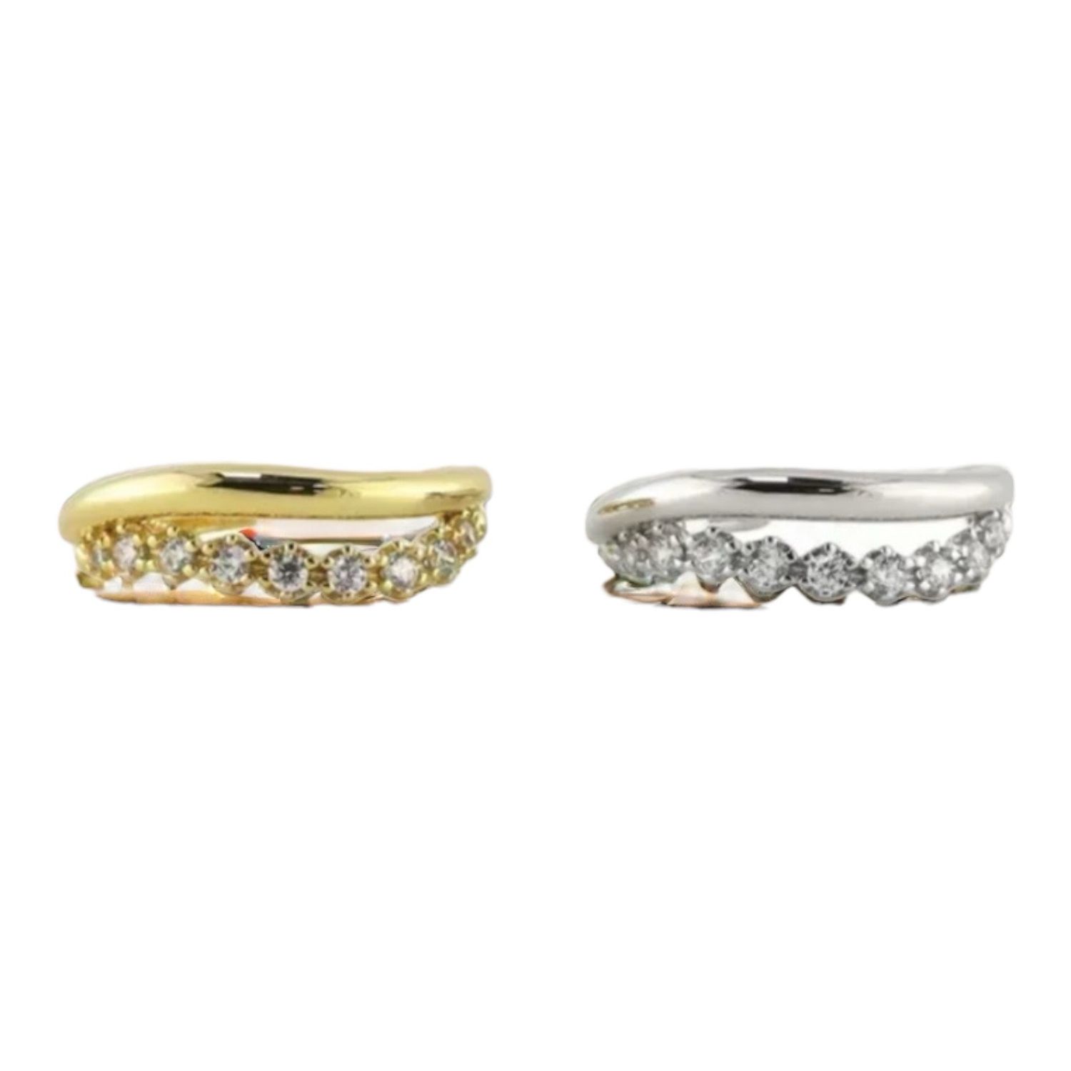 Ring Met Steentjes - Sterling Zilver Ring - Zilveren Ring Voor Dames - Ring Plains Goud - Open Ring - Verstelbare Ring
