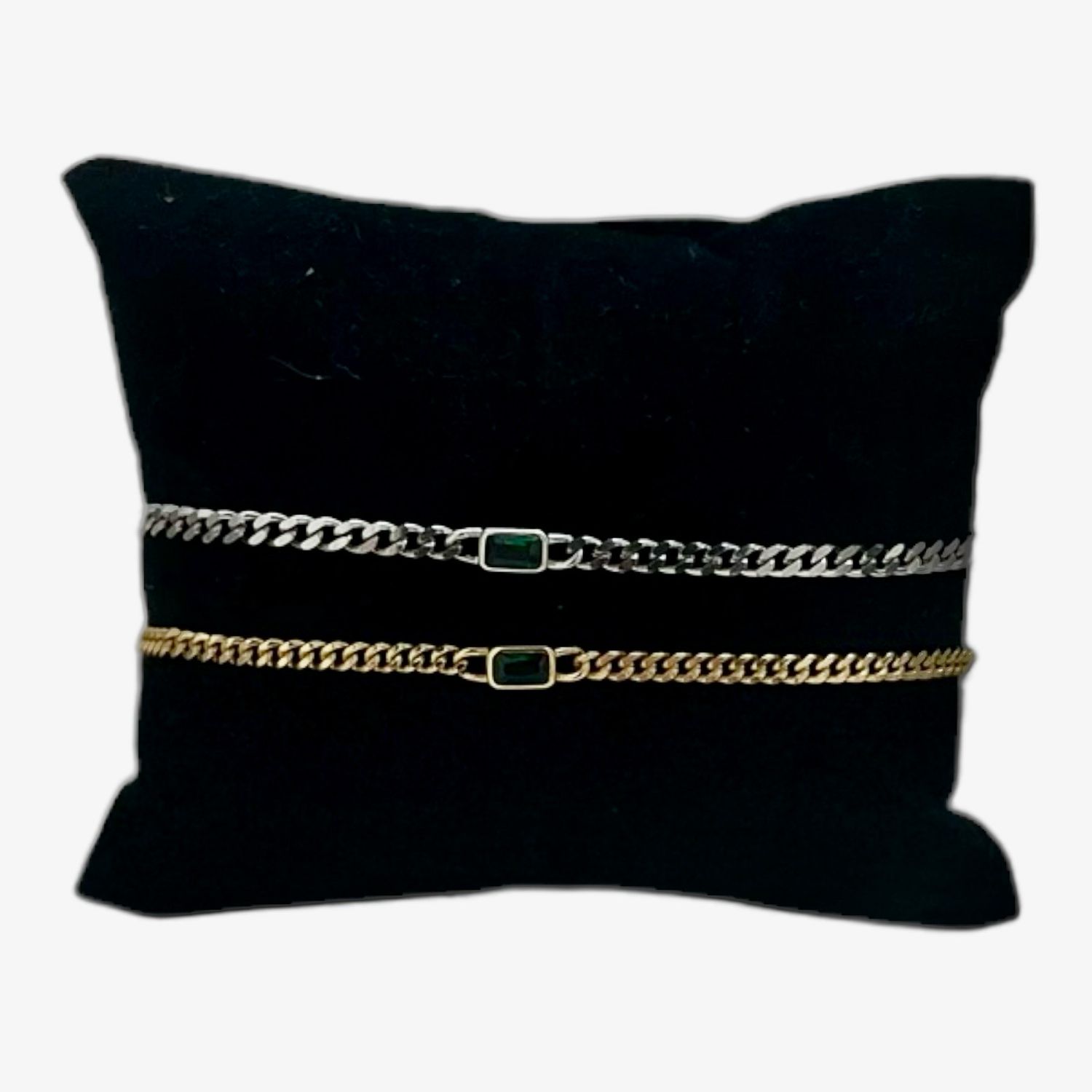 Armband Met Groen Steentje - Schakel Armband - Sterling Silver - Plating 18K Goud - zilveren armband- armband voor vrouwen - cadeautip - cadeau voor haar