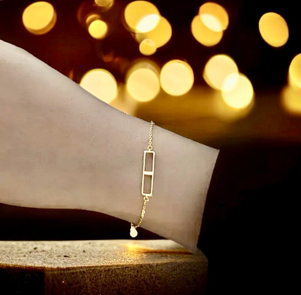 Armband Met Sierrechthoek - Herbal Infinity Jewellery- Elegante Fijne Armband - Sterling zilver - cadeau tip - cadeau voor haar - Platina goud