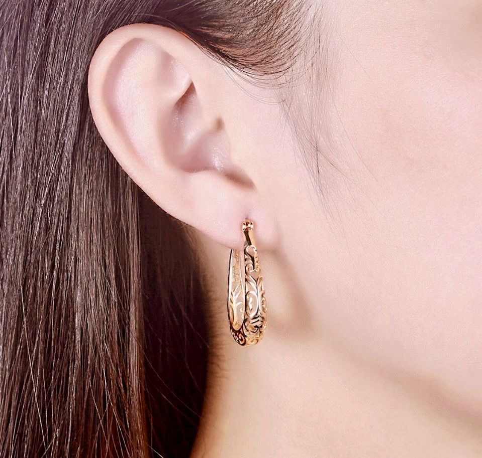 Geometric Hoops Ring Oorbellen - Trendy Geometric Hoops Oorbellen Sterling Zilver Gold Plating
