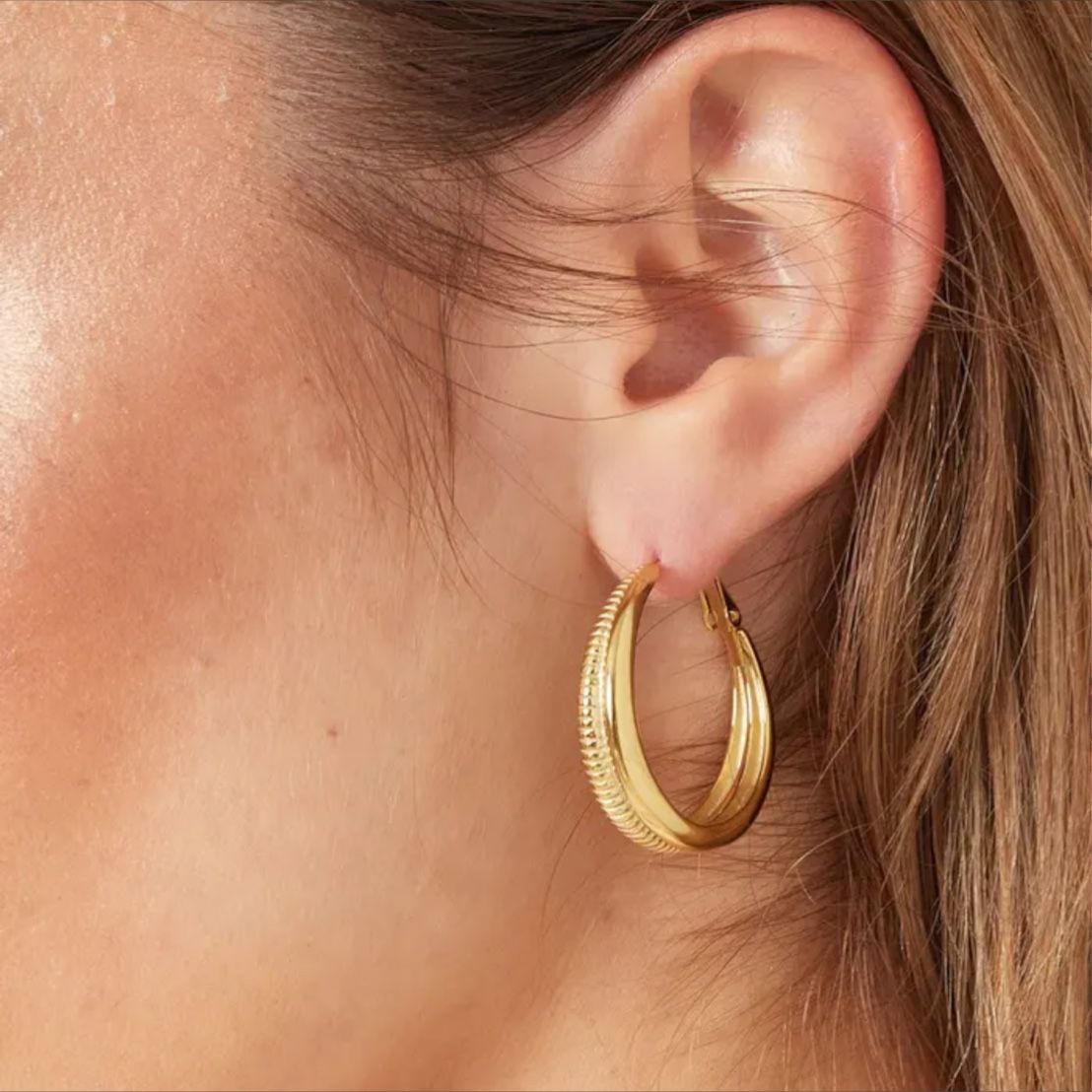 Hoops Met Print Hoops - Ring Oorbellen met print - Stainless steel Oorbellen - goud of zilver Kleurig