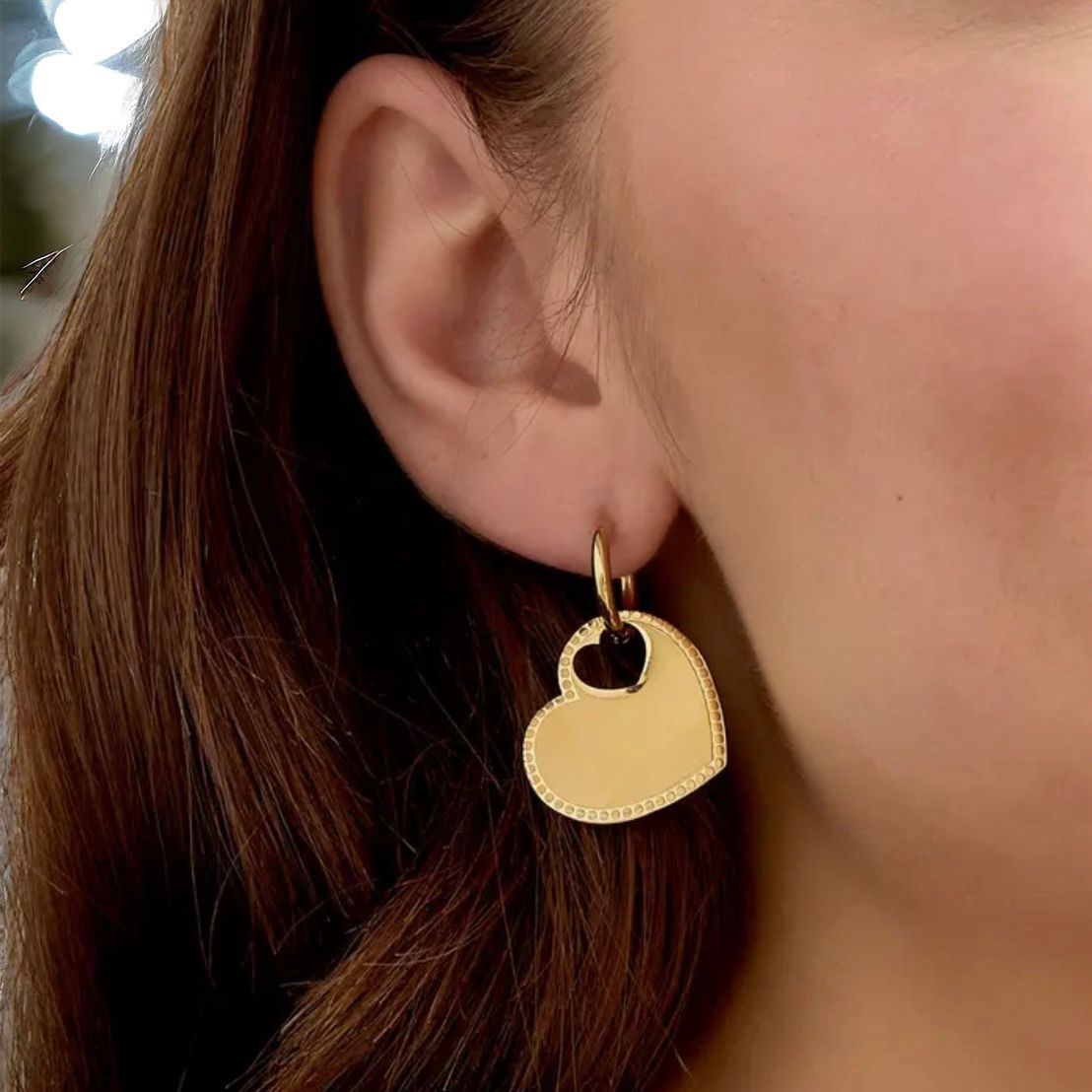 Oorbellen met hart Bedel - 2 kleuren, goud of zilver - Stainless steel oorbellen