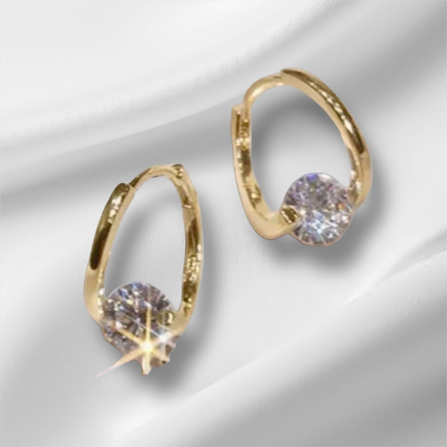 Ring Oorbellen Met Zircon - Glam Luxe Ring Oorbellen Met Zircon Sterling Zilver