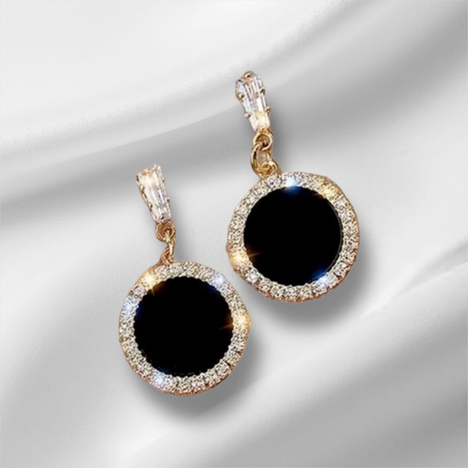 Oorbellen Met Zwarte Steen - Elegante Zwarte Stud Oorbellen Met Zircon Steentjes