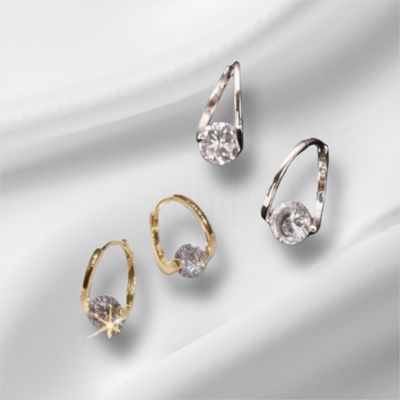 Ring Oorbellen Met Zircon - Glam Luxe Ring Oorbellen Met Zircon Sterling Zilver