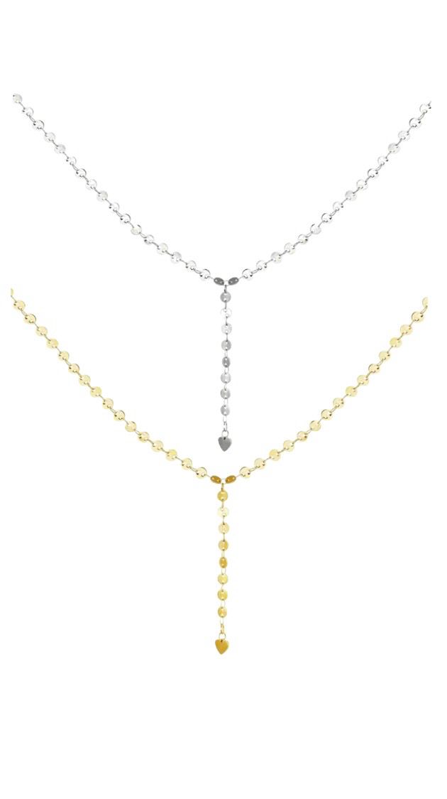 Drop Down Ketting Met Hartje- Stainless Steel ketting - Lange ketting - ketting voor vrouwen - zilverkleurige ketting - Goudkleurige ketting