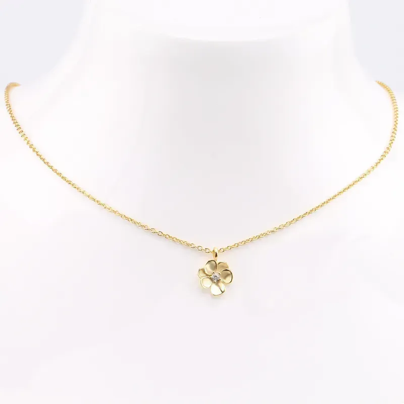 Ketting Met Bloem Hanger - Zilveren Ketting - Platina Goud - Ketting Voor Dames - Ketting Met Hanger