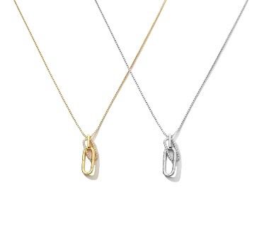 Ketting Met Ovale Hanger - Ketting Met Hanger- Ketting met zircon - Sterling Zilver - Platina Goud