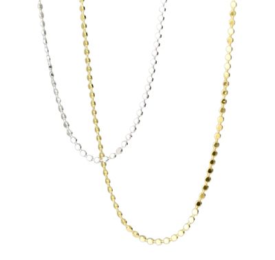 Platte Bolletjes Ketting - Zilveren Ketting - Platina Goud