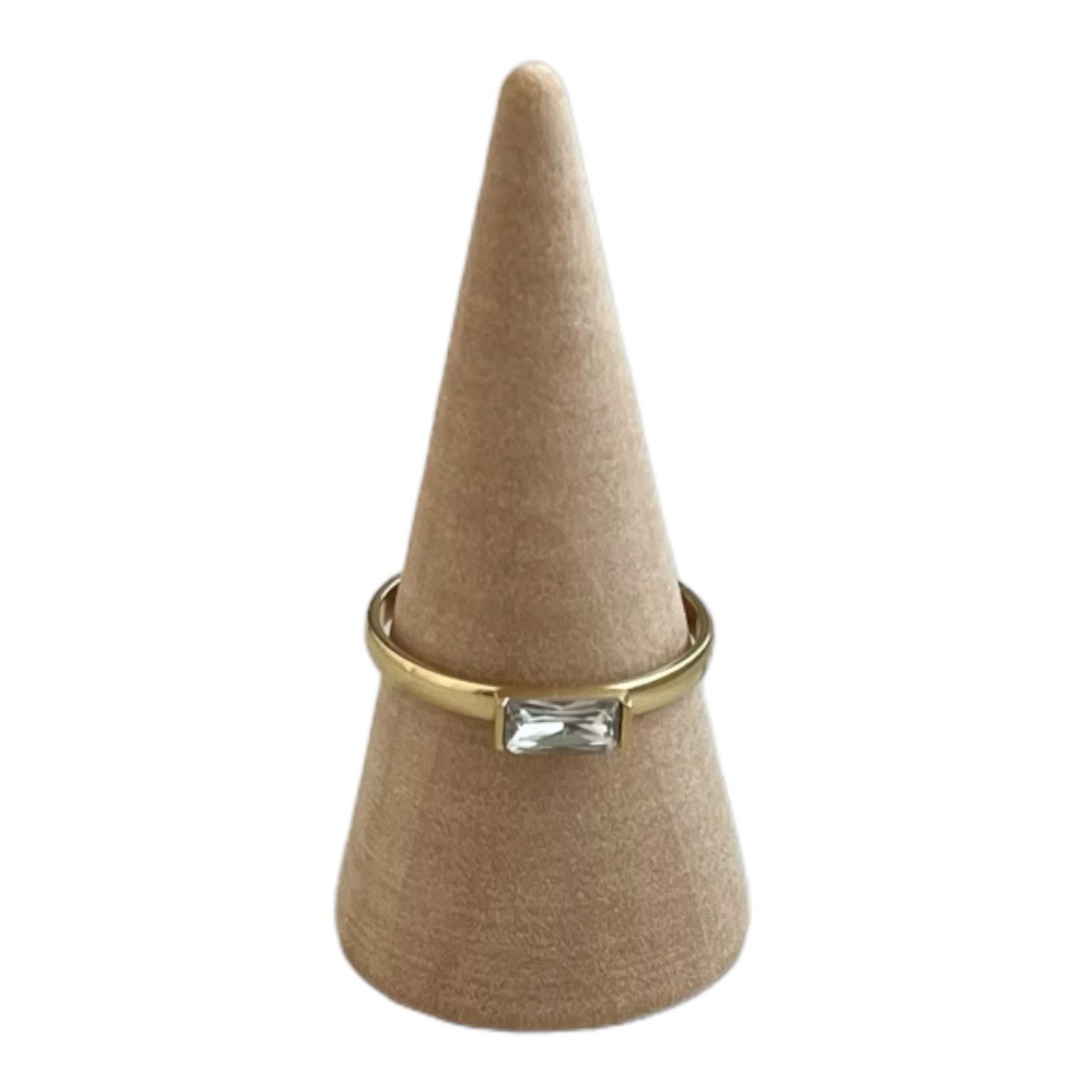 Ring Met Vierkante Steen - One size ring - Stainless steel Ring - Ring goudkleurig - Ring Voor Vrouwen