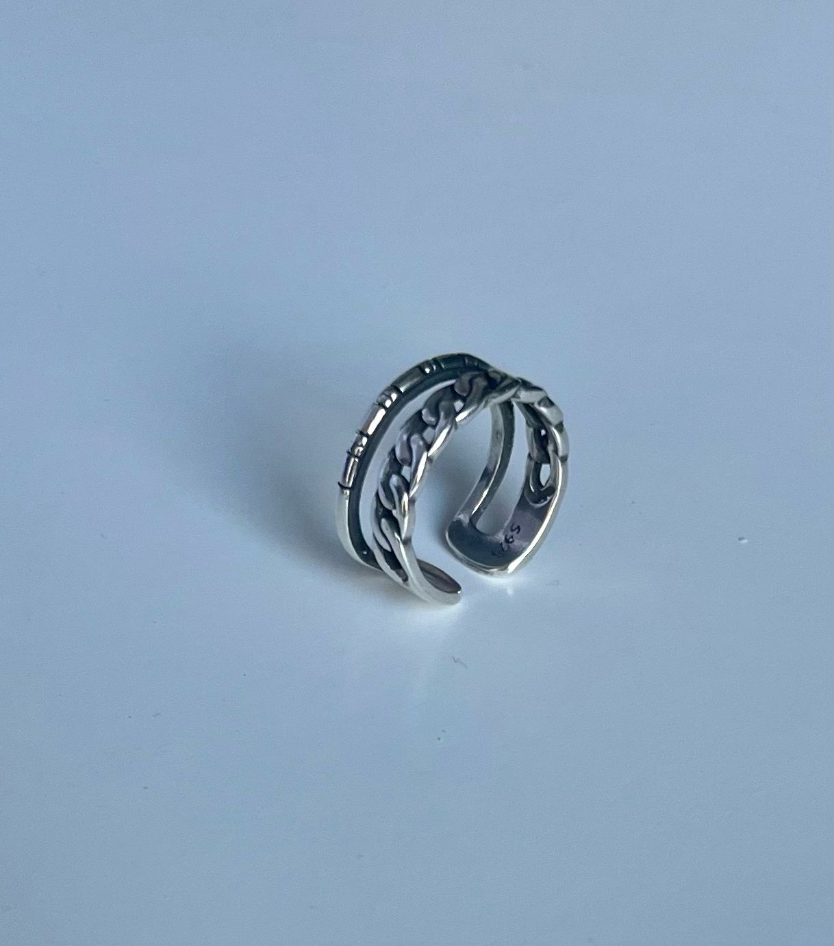 ketting ring - One Size Ring - Zilveren Ring - Open Ring - Verstelbare Ring