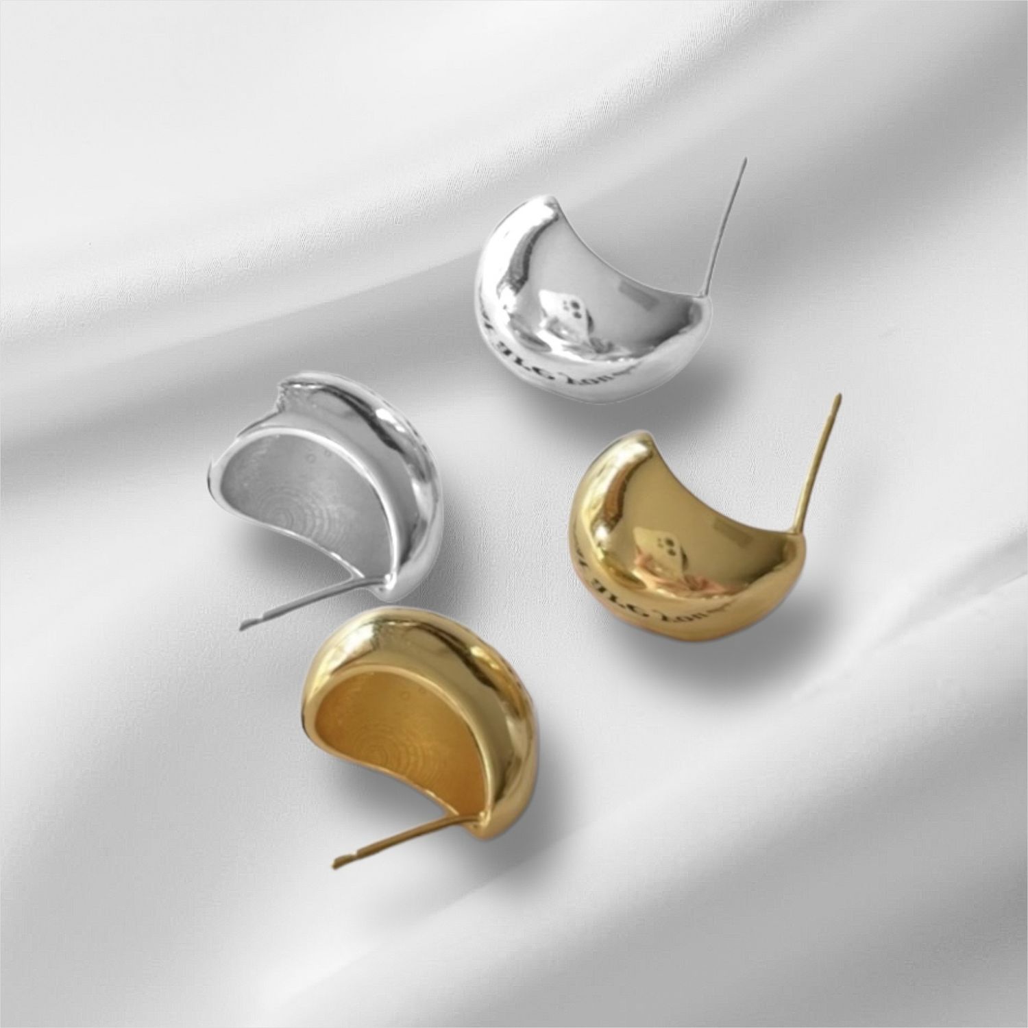 Bean Studs - oorbellen - Oorbel Stekers - Zilveren Oorbellen - 18kt gold plated Oorbellen- cadeau tip- cadeau voor haar