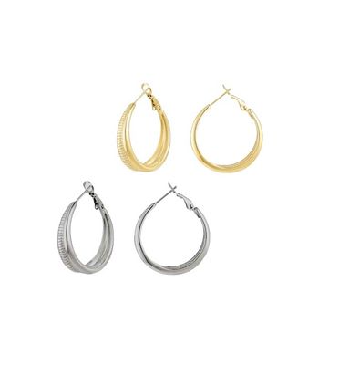 Hoops Met Print Hoops - Ring Oorbellen met print - Stainless steel Oorbellen - goud of zilver Kleurig