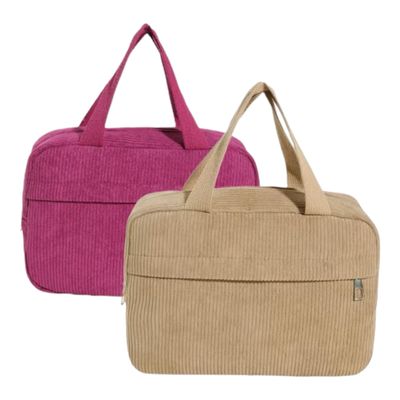 Praktische Tas - Grote Toiletzak - Draagbaar- Make Up Opbergtas - Geribd katoen - Draagbare toilettas - ruime opberg tas met Rits - Make Up Opbergtas Voor Vrouwen