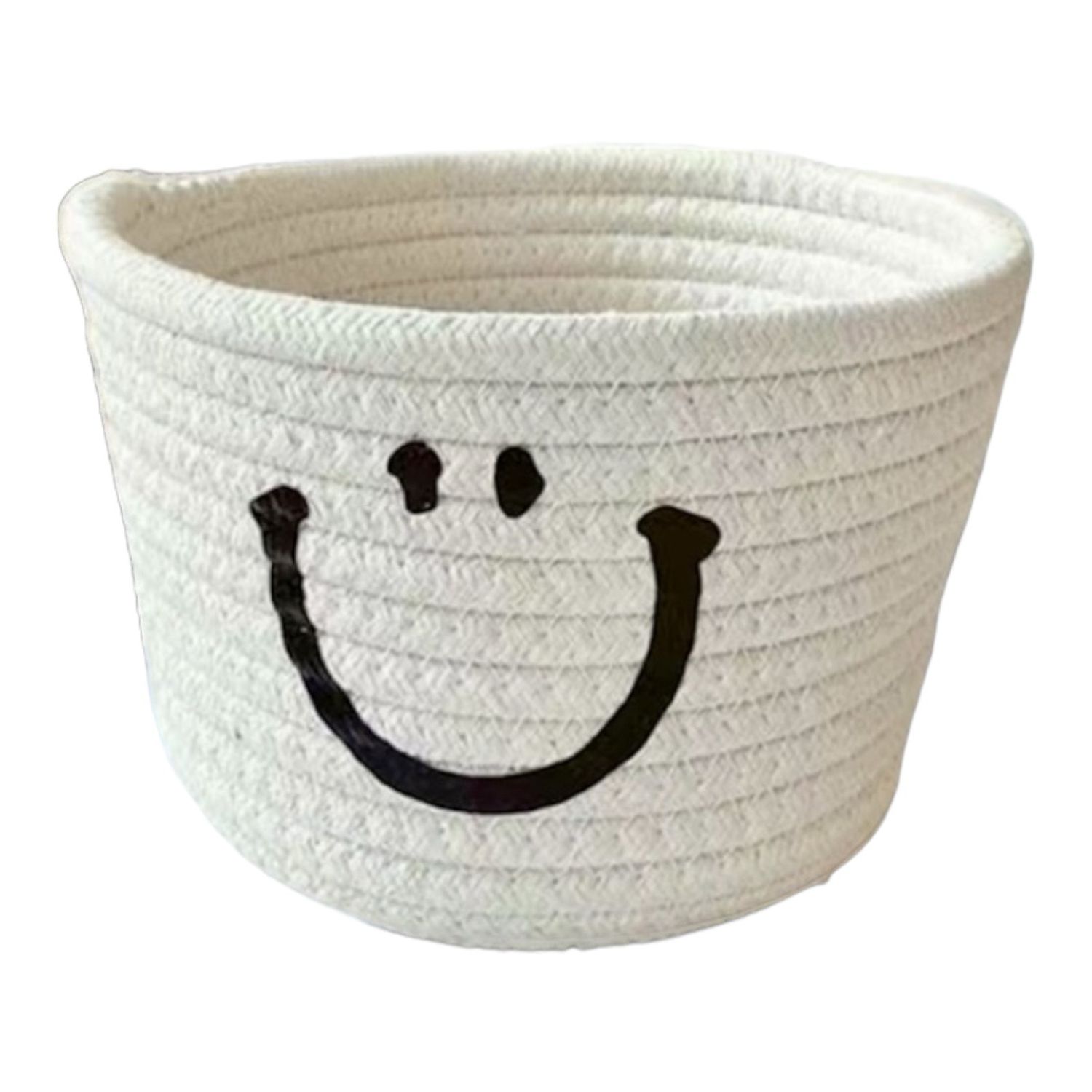 Mandje met smiley - Opberg Mandje - Mandje Voor Planten