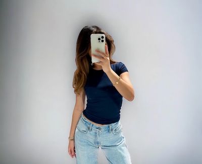 Kwalitatieve Top - Blauwe Top - Stretch Top - Top met korte mouwen - Araya Top - Top Voor Dames
