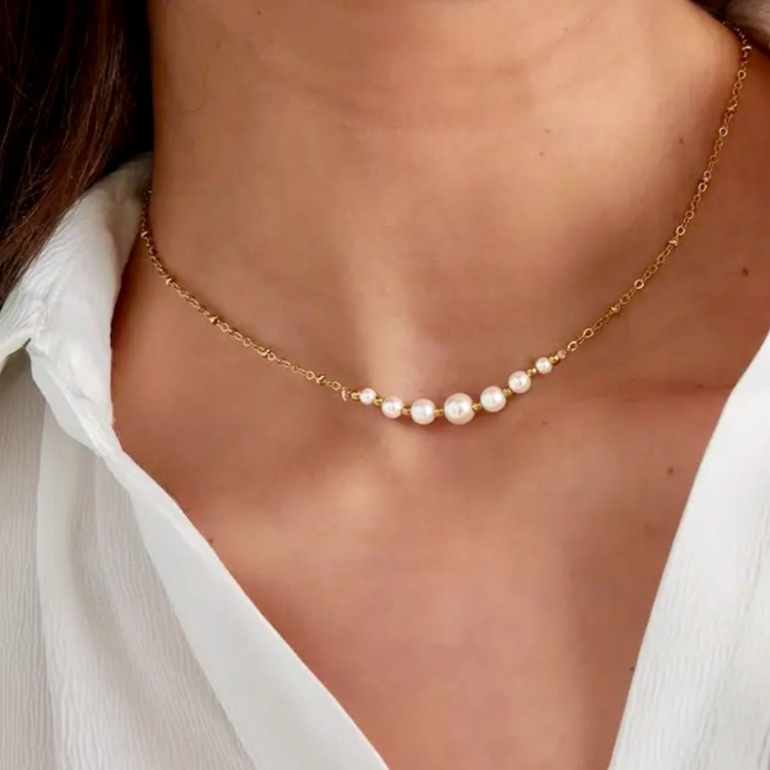 Ketting Met Parels - Stainless Steel Ketting - Ketting Voor Vrouwen- Cadeau Tip
