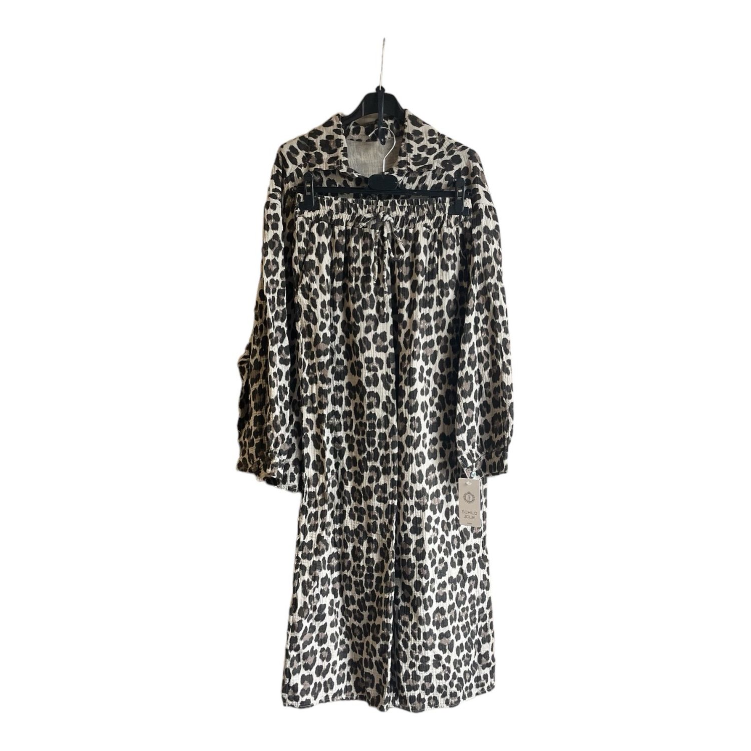 Set Broek + Hemd- Broek In Katoen- Hemd In Katoen - Leopard Patroon - One Size - Broek Met Leopard Print - Hemd Met Leopard Print