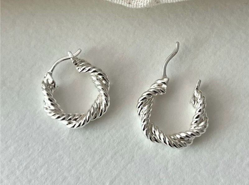 Sterling zilver platina goud gedraaide ring oorbellen - Kleine Zilveren Ring OorBellen