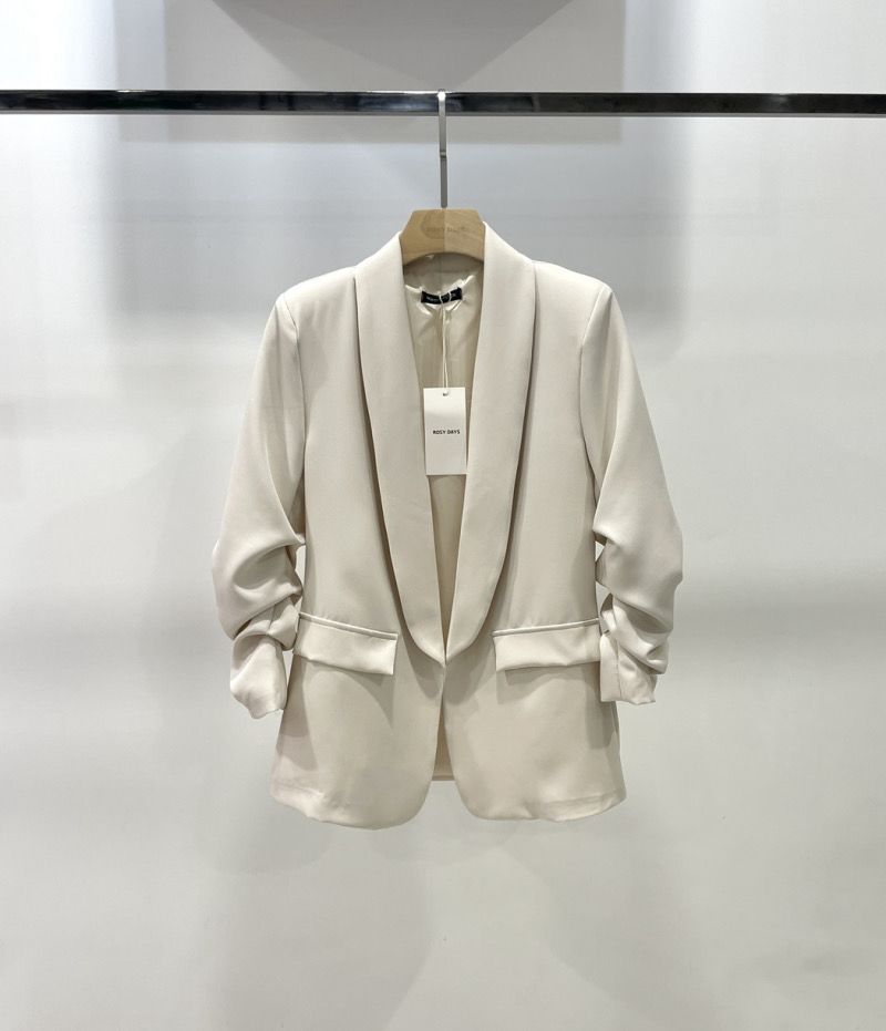 Blazer Beige - Blazer Met Opgestroopte Mouwen - 3 Kwart Mouwen - Lente / zomer blazer - blazer voor vrouwen
